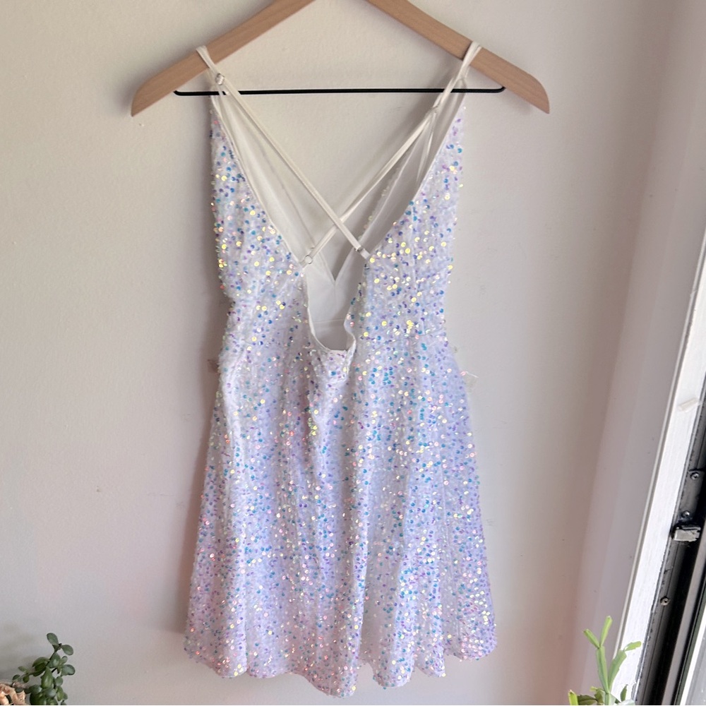 Southern Fried Chics white with multi sequins mini dress NWT  - size S - Picture 2 of 5